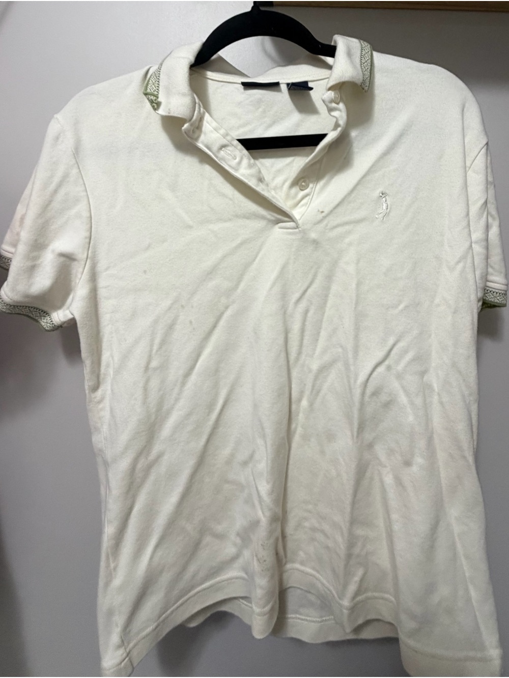 Izod White Polo with Subtle Green Trim